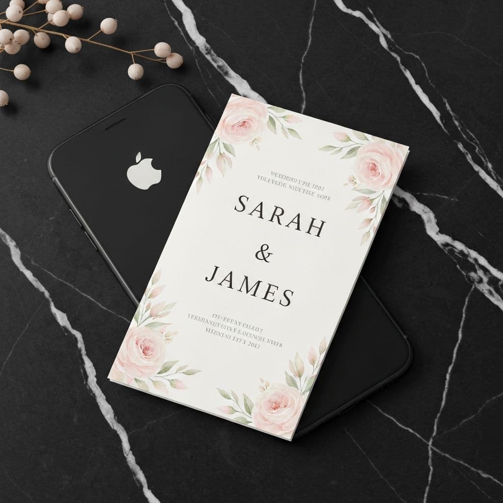 Beautiful digital wedding invitation preview showing elegant floral design
