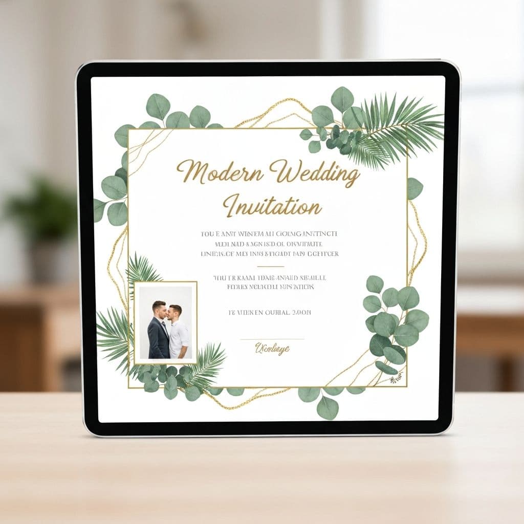 Tropical Greenery - Modern Botanical wedding invitation design
